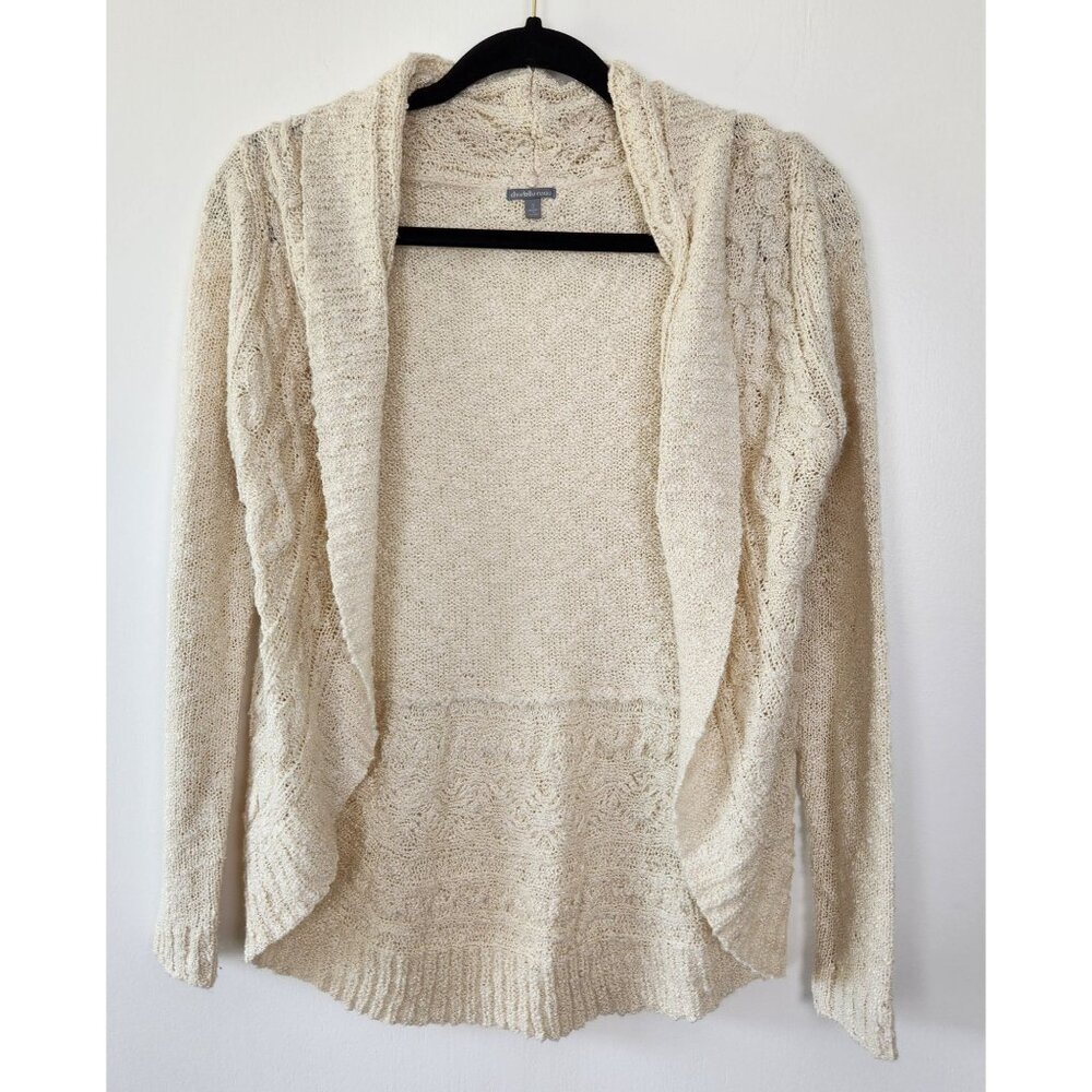 Charlotte Russe Ivory Open Weave Cable Knit Open Cardigan Small, Preppy, Coastal